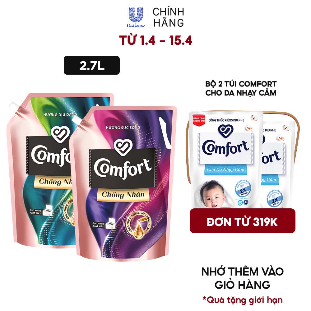 Nước Xả Vải Comfort Chống Nhăn túi 2.7L