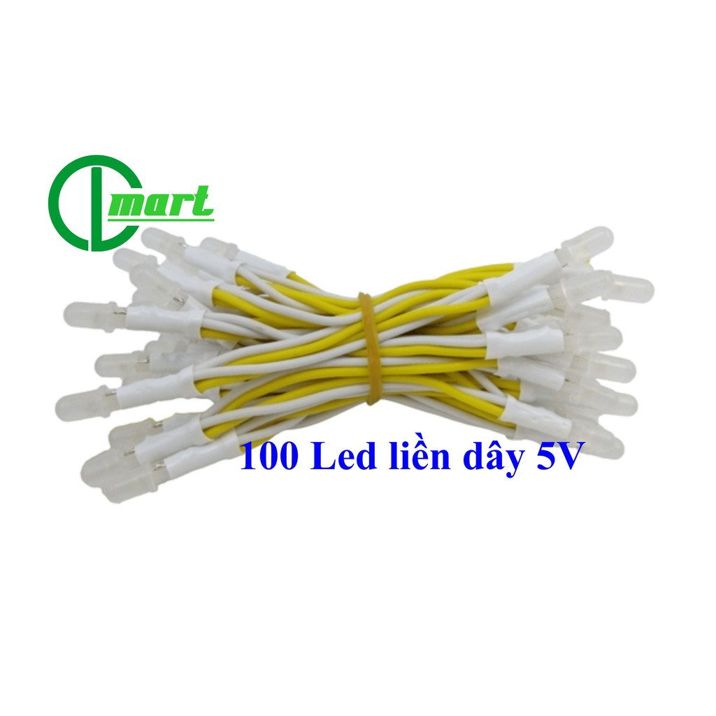 100 LED ruồi 5V liền dây_Tốt (trắng, đỏ, xanh lá, xanh dương, vàng, hồng)