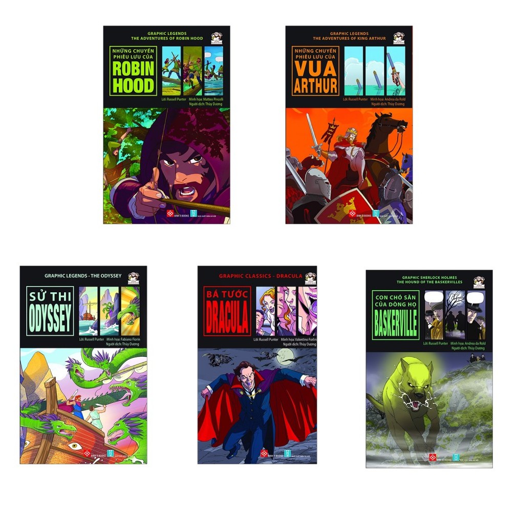 Sách-Combo Graphic Classics+Legends:The Adventures Of King Arthur,Robin Hood;Sử Thi Odyssey+The Hound Of The Baskerville