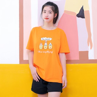 Áo thun nữ tay lỡ dáng Unisex form rộng vải cotton co giãn thoáng mát CA01