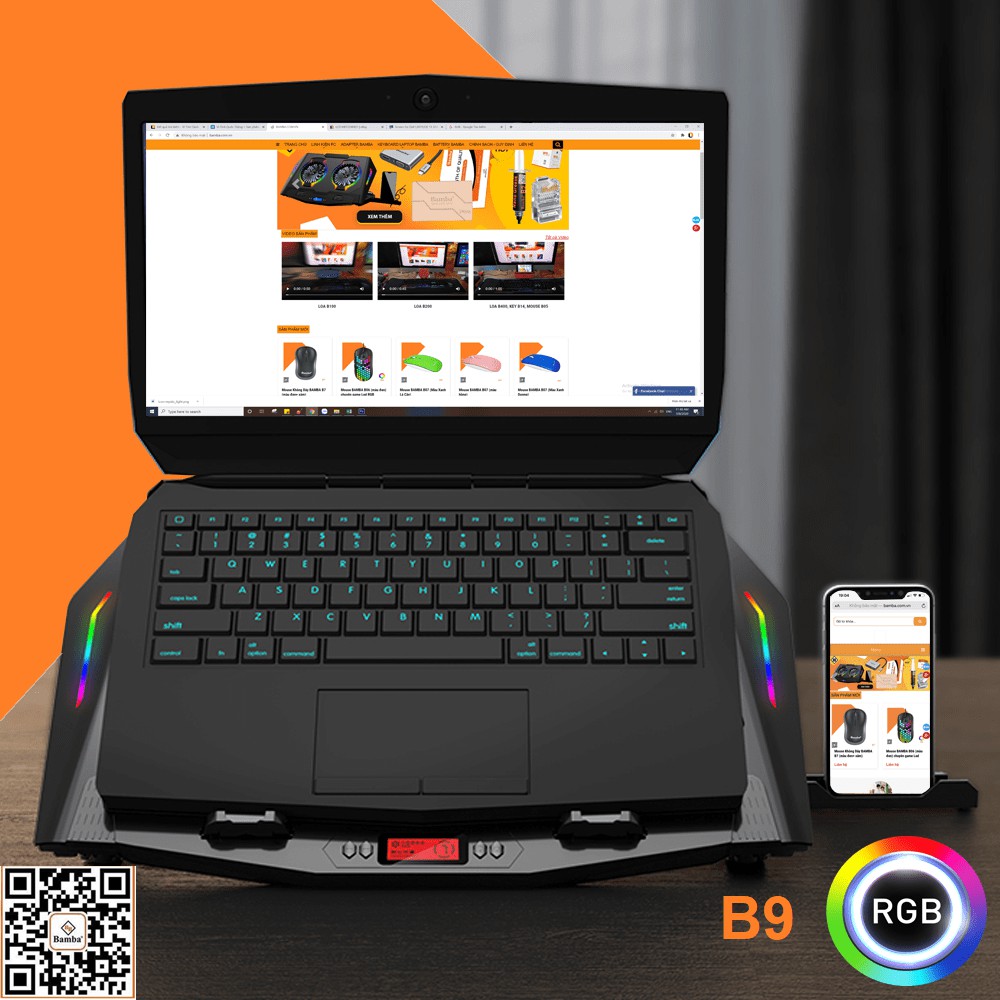 Đế tản nhiệt laptop Led RGB BAMBA B9