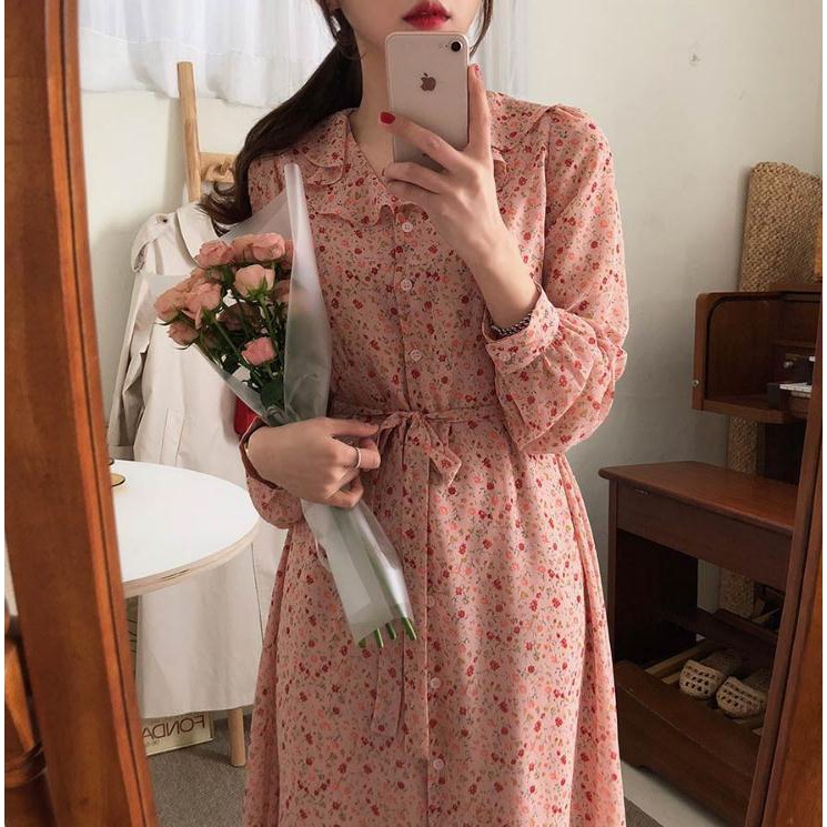 [VIDEO HÌNH THẬT] Đầm dài - Váy hoa nhí dáng dài, thắt nơ eo - 064 | BigBuy360 - bigbuy360.vn