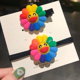 Cầu Vồng Mới Cười Vòng Tóc Dễ Thương Hoa Hướng Dương đầu Dây Phụ Kiện Tóc
