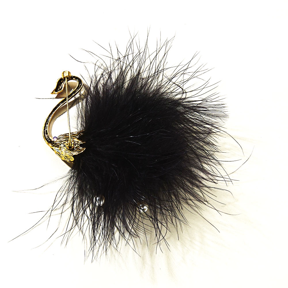 Ghim cài áo hình chim thiên nga đính ngọc trai giả sang trọng cho nữ