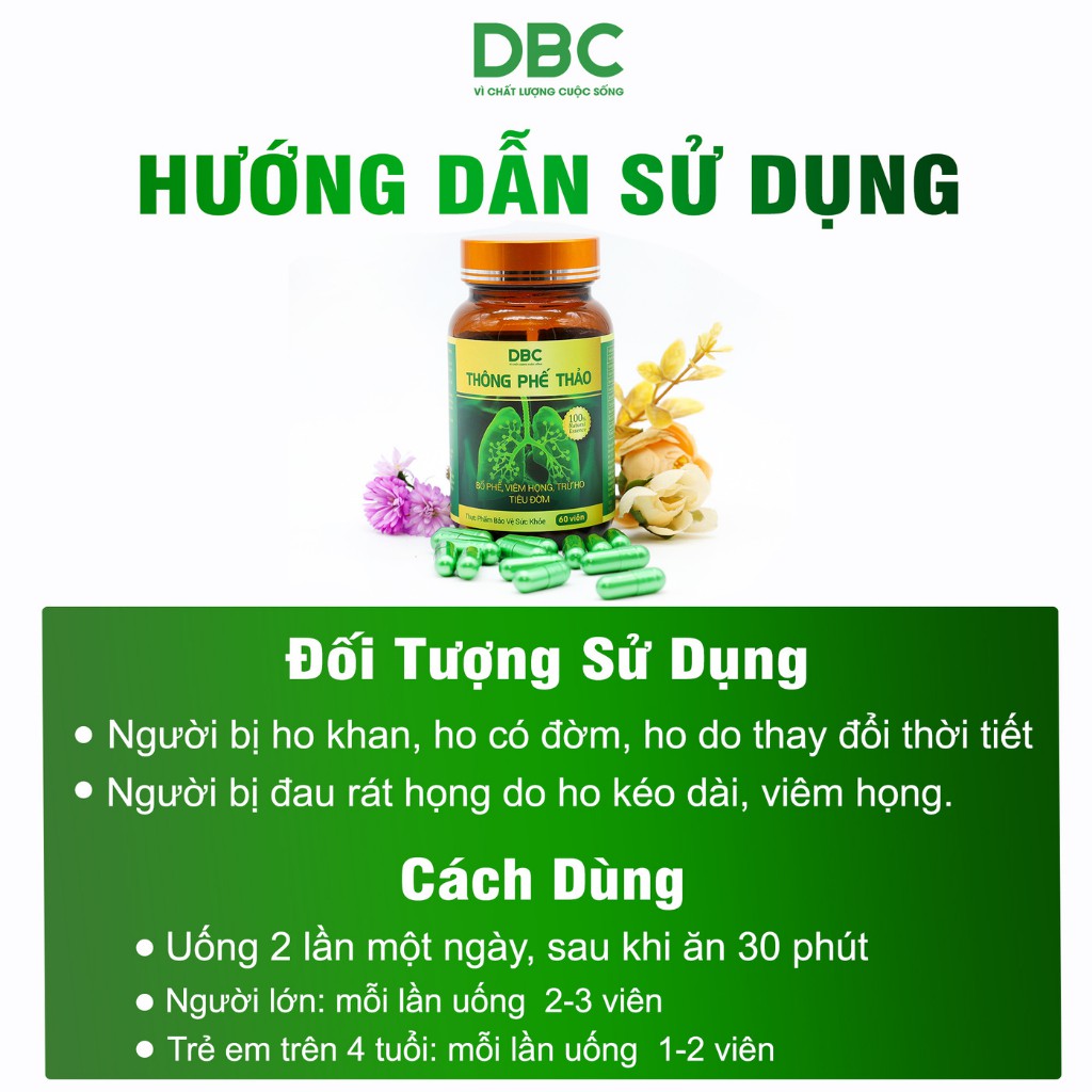 Viên Uống Giảm Ho Thông Phế Thảo DƯỢC BẢO CHÂU Hỗ Trợ Tiêu Đờm, Giảm Đau Rát Họng Kéo Dài Do Viêm Họng