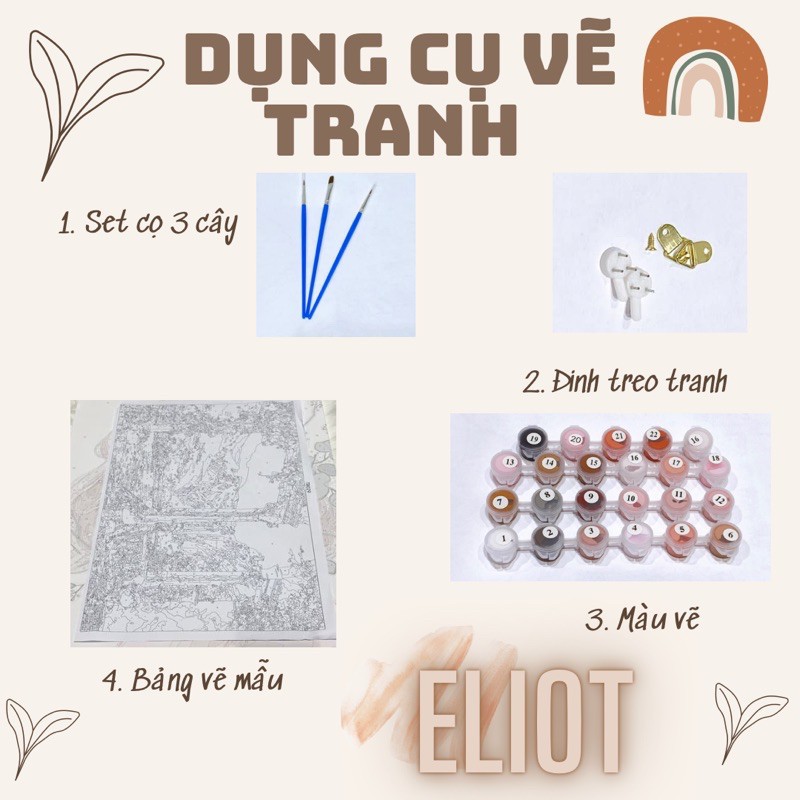 ▨✳☜[ LINK HÀNG SẴN ] Tranh sơn dầu số hoá DIY/tranh tô màu theo số kích thước 40x50 đã căng khung