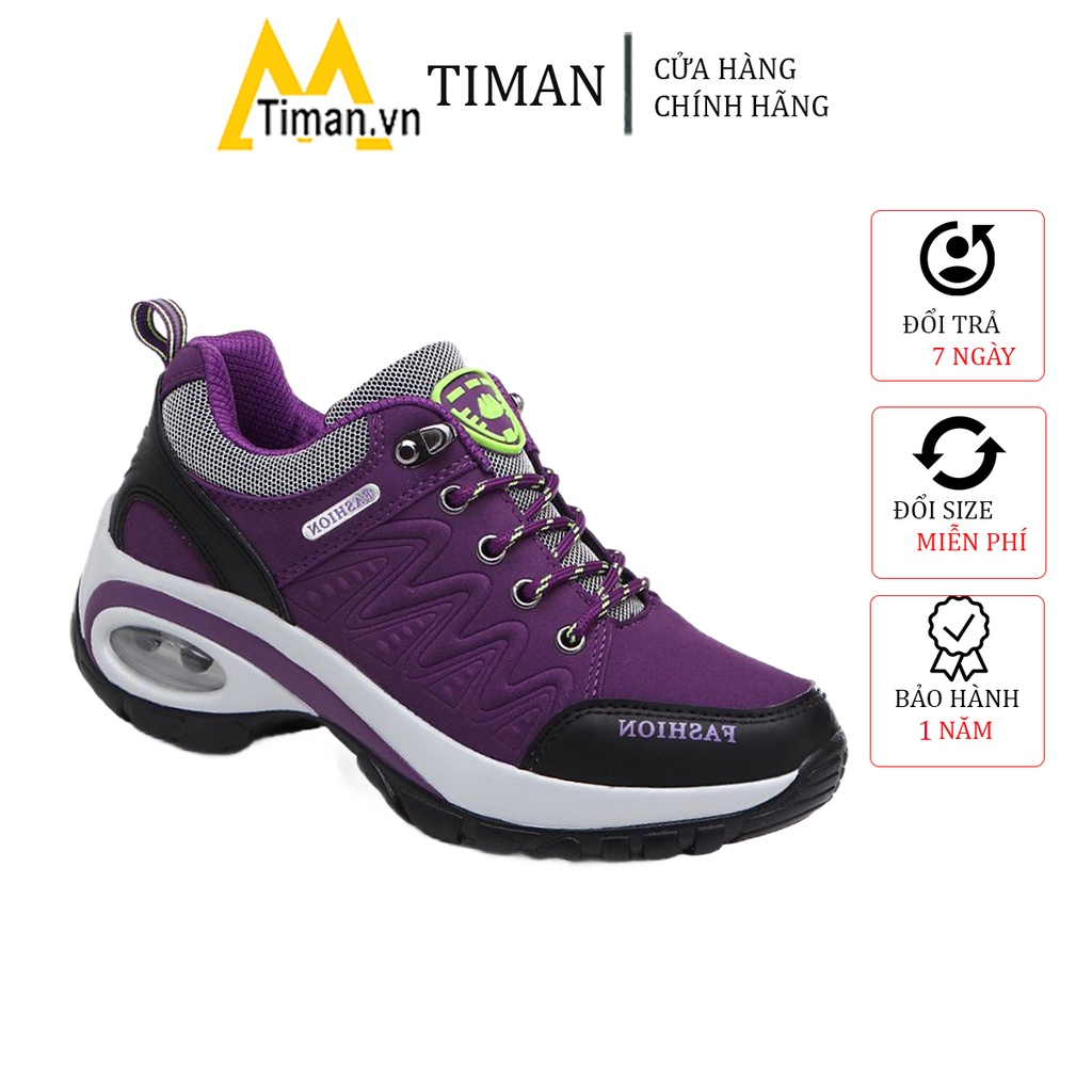 Giày thể thao nữ sneaker độn đế đẹp màu trắng siêu nhẹ chất liệu vải cho trung niên bảo hành 1 năm MC86 TIMAN