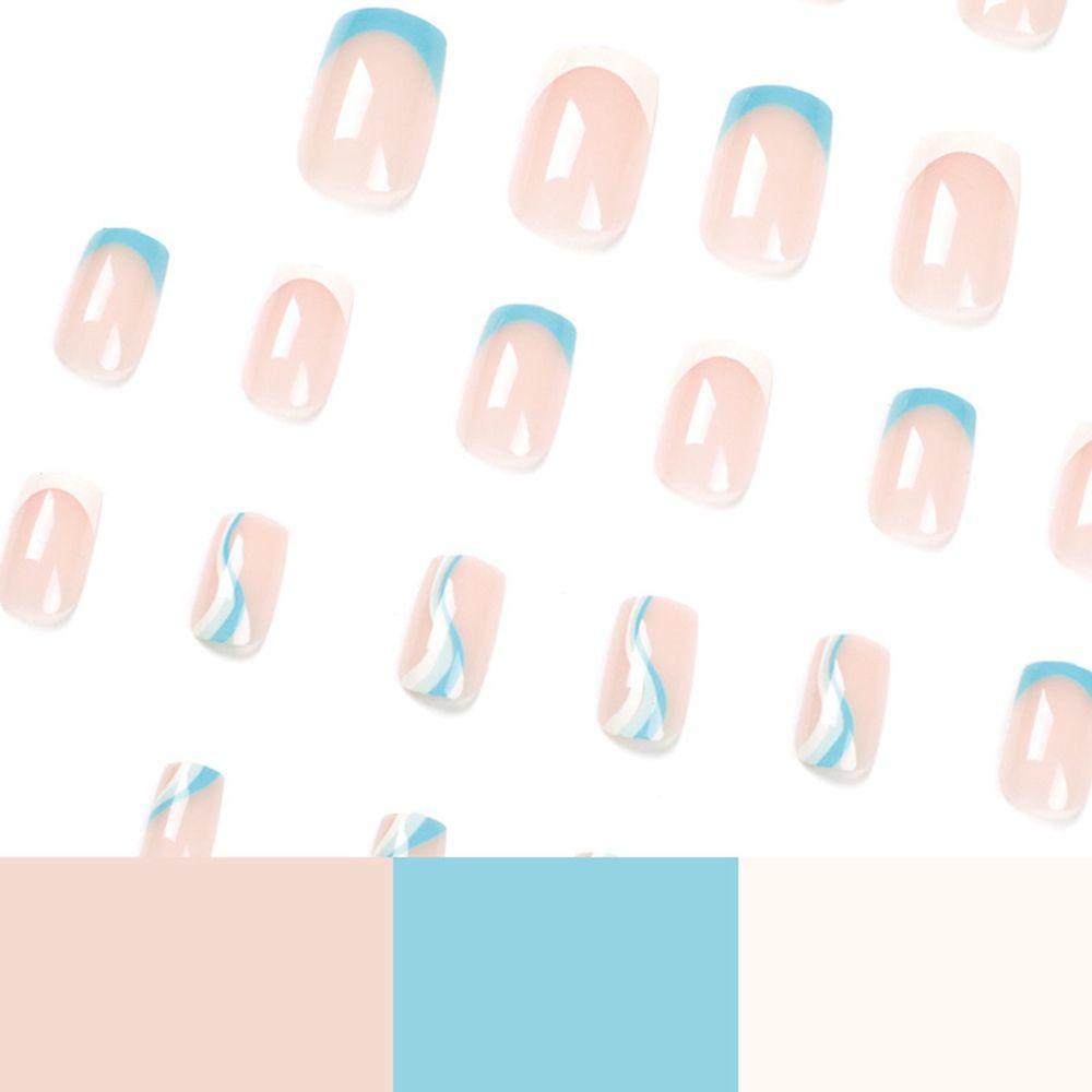 XIANTIN Hộp 24 Móng Tay Giả Đầu Vuông Che Phủ Toàn Diện Kiểu Pháp