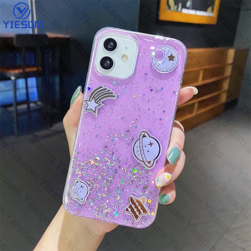 Ốp Điện Thoại Silicon Mềm Trong Suốt Hình Hành Tinh Lấp Lánh Sang Trọng Cho iPhone XS Max XR X 8 7 6 6S Plus SE 2020