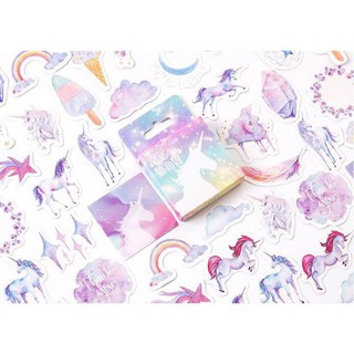 Bộ 46 sticker hàn quốc hình kỳ lân trang trí e24