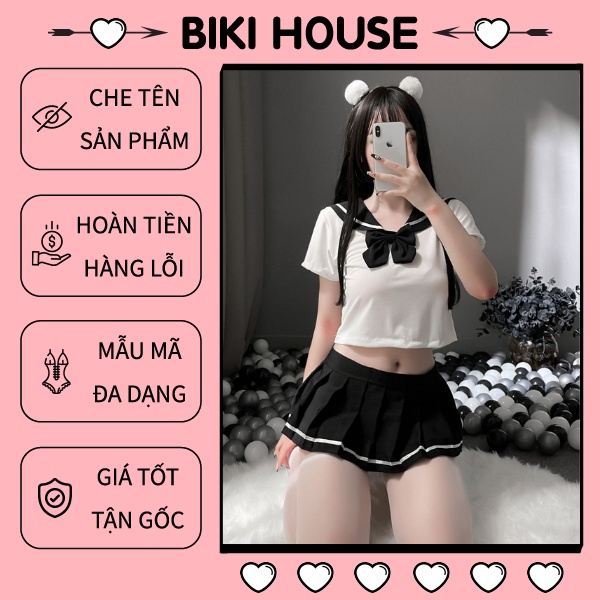 Cosplay nữ sinh Nhật Bản cao cấp sexy gợi váy ngủ học sinh 2 màu đen đỏ phối nơ cực dễ thương N767 - HCM - Giao Hỏa Tốc