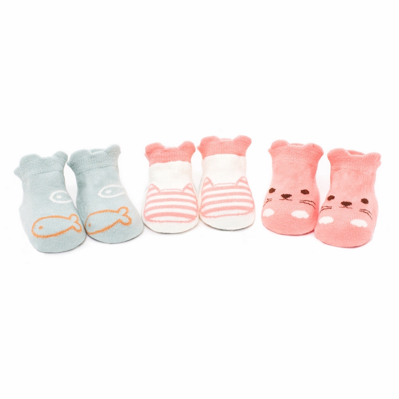 Set 3 Đôi Tất Cotton Hoạ Tiết Hoạt Hình Đáng Yêu Cho Bé