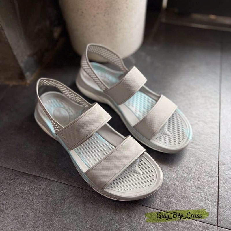 SANDAL CROCSS LITERIDE PCAER 360 CHO NỮ  CHỐNG THẤM NƯỚC, TRƠN TRƯỢT MÀU GHI LOANG HÀNG FULL TAG,HỘP