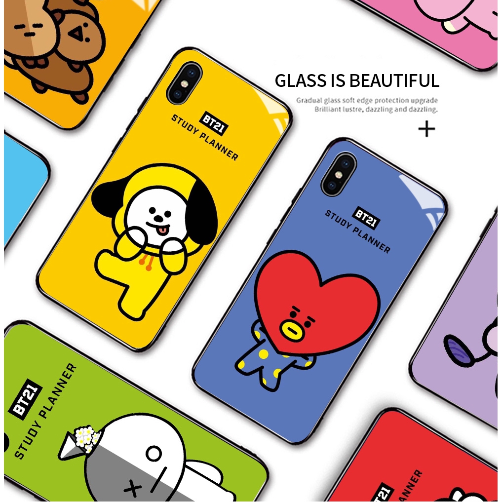 Ốp điện thoại mặt kính cường lực hình TATA SHOOKY RJ SUGA COOKY cho Samsung Galaxy S20 Plus S20 FE Ultra S20+