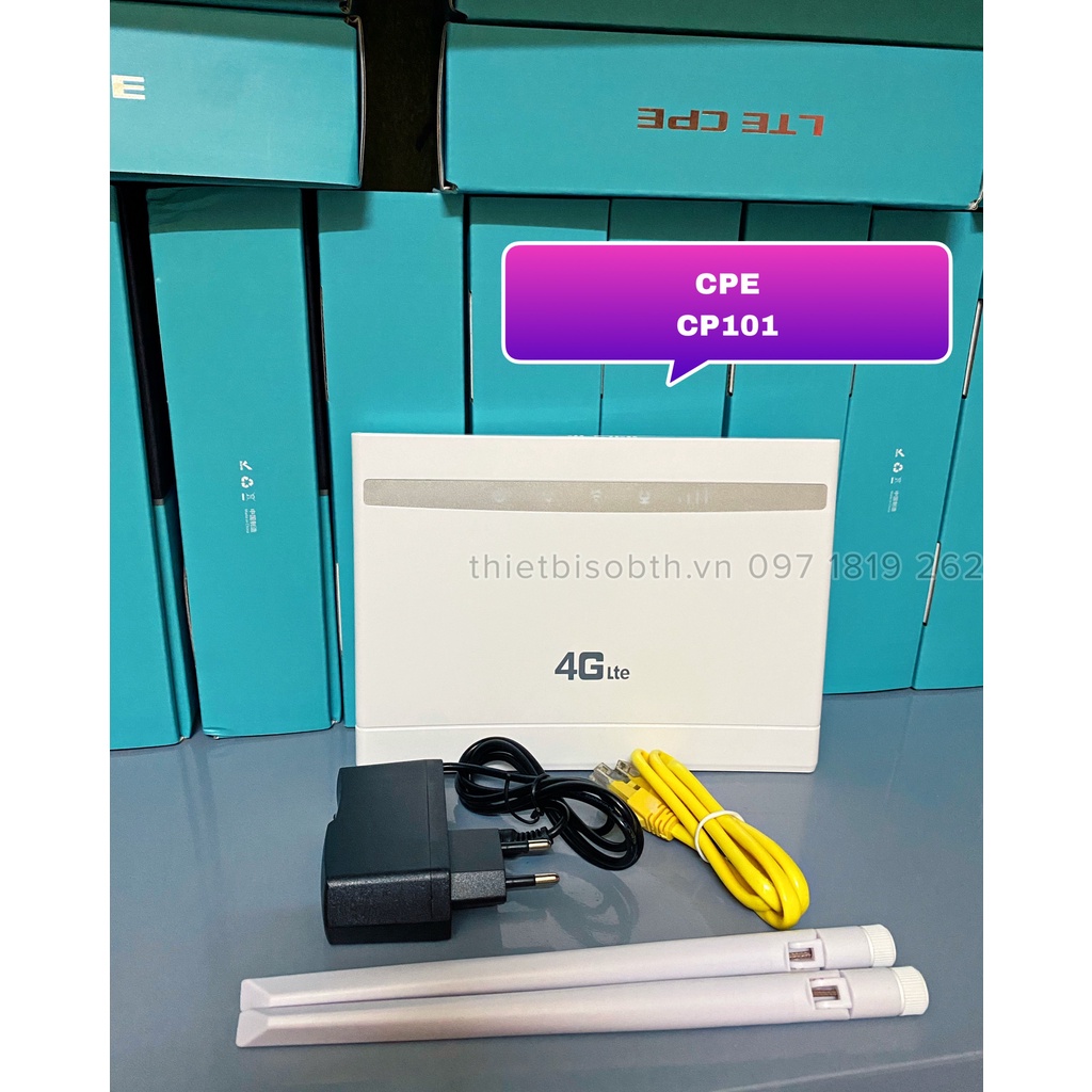 Bộ phát sóng wifi từ sim 3G/4G LTE CPE CP101. 3 Cổng Lan. Tặng Kèm 2 Râu Anten. Phát wifi cho ô tô, 