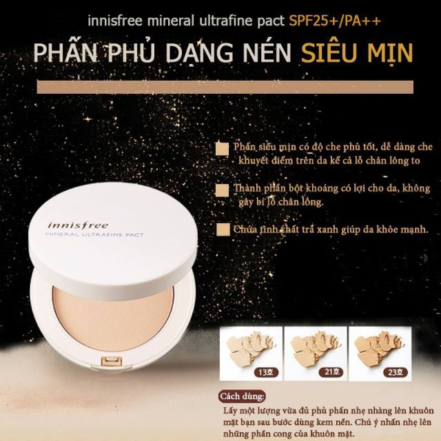 { SALE } Phấn Phủ Dạng Nén Siêu Mịn – Innisfree Mineral Ultrafine Pact