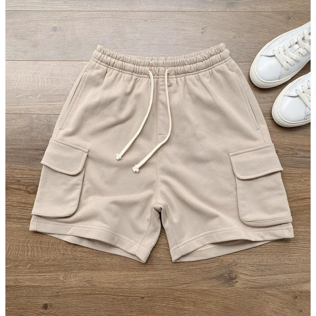 Quần đùi, quần short nam  túi hộp chất liệu nỉ chân cua cao cấp co dãn không xù 3 màu basic Be, Nâu, Xám