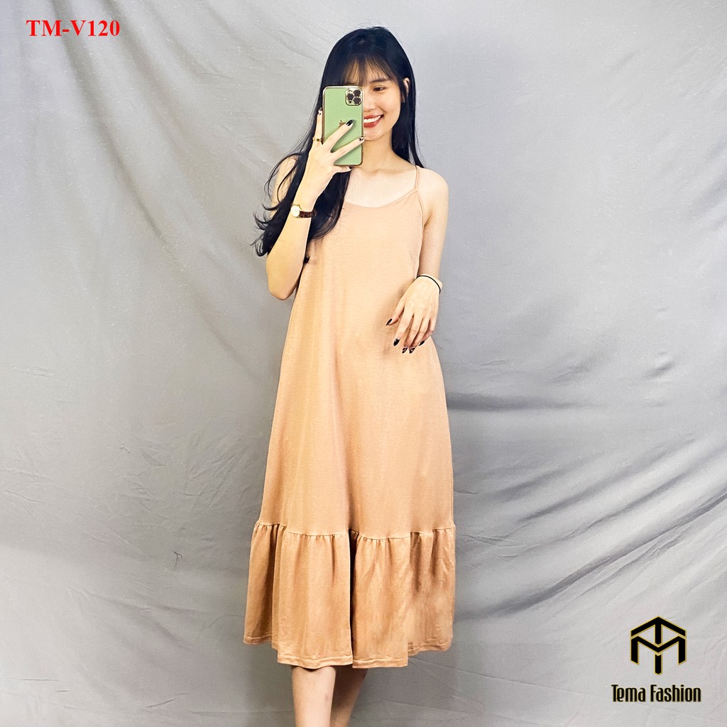 Váy đầm suông 2 dây nữ - Váy 2 dây nữ dáng đuôi cá dài chất cotton mát mịn | BigBuy360 - bigbuy360.vn