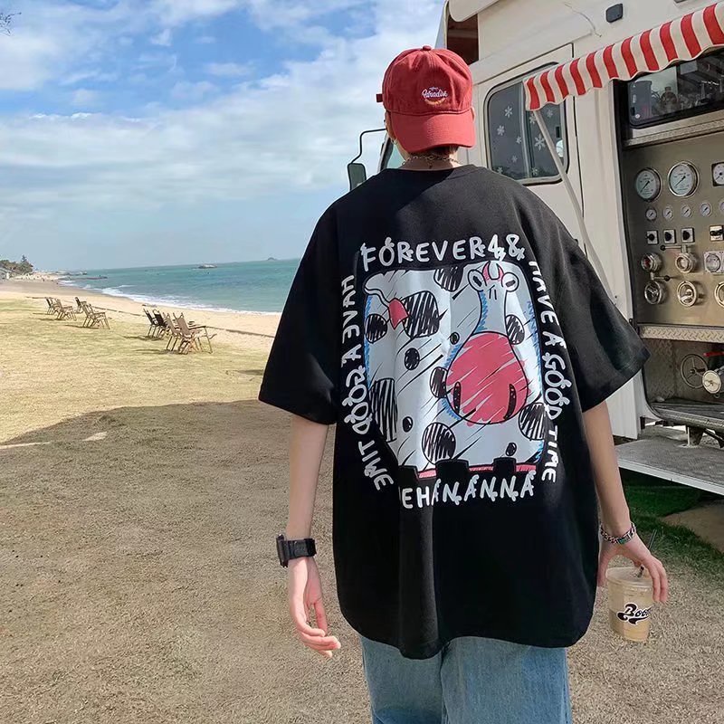 Áo Thun Dáng Rộng In Chữ Phong Cách Hip Hop Thời Trang Mùa Hè Cho Nam Và Nữ