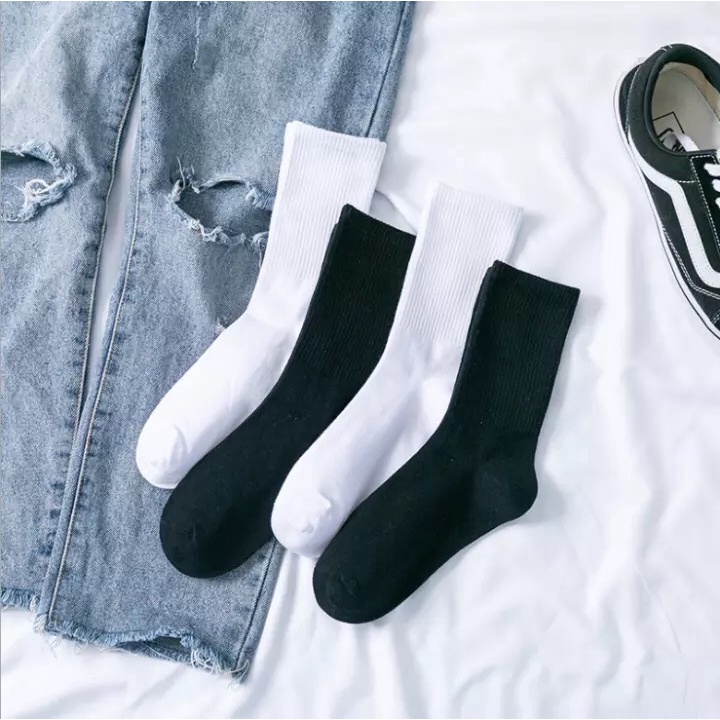 Tất cổ cao nam nữ trơn hàn quốc, tất cổ cao nữ nam chất liệu cotton