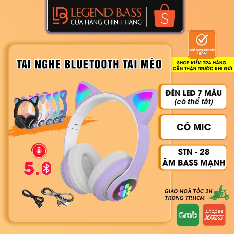 Tai Nghe Chụp Tai Bluetooth Tai Mèo Có Mic Tai Nghe Mèo Dễ Thương Học Online STN28