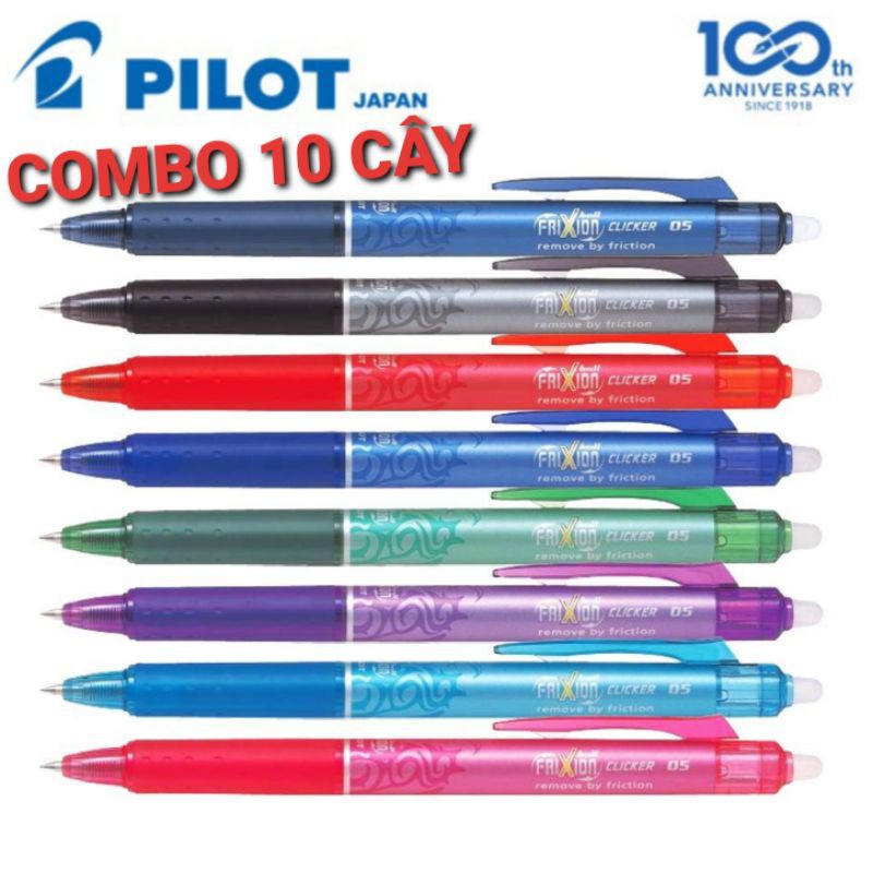 COMBO 10 CÂY BÚT BI TẨY XÓA ĐƯỢC PILOT FRIXION CLICKER 0.5/0.7