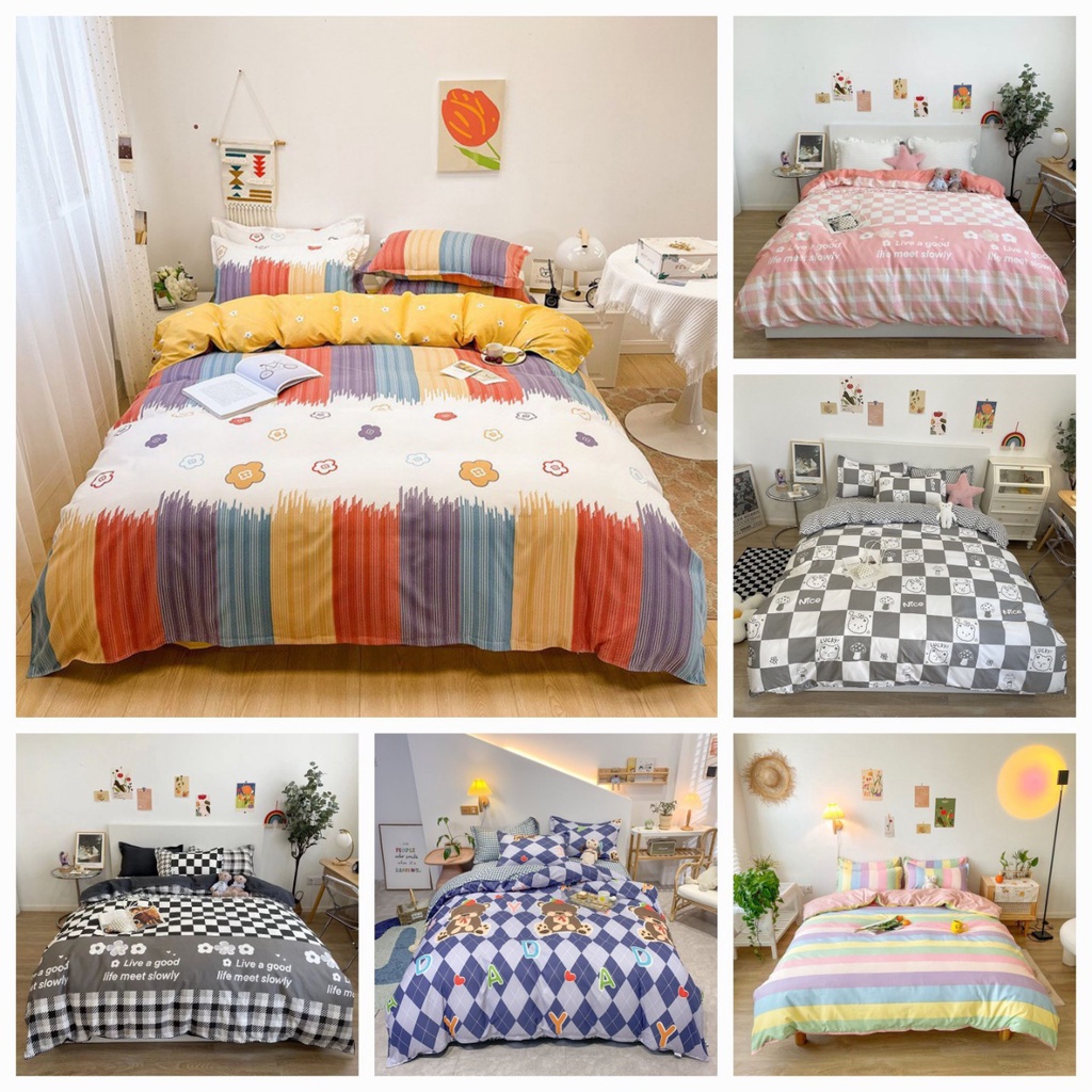 Bộ ga gối vỏ chăn 4 món poly cotton mẫu mới nhất ( được chọn màu tặng kèm vỏ gối ôm)