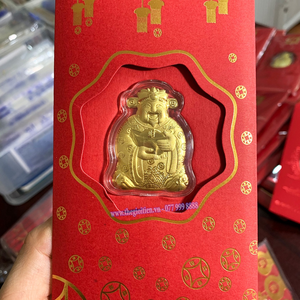 Lì Xì Thần Tài Mạ Vàng 24K - Bao Lì Xì May Mắn Rước Tài Lộc