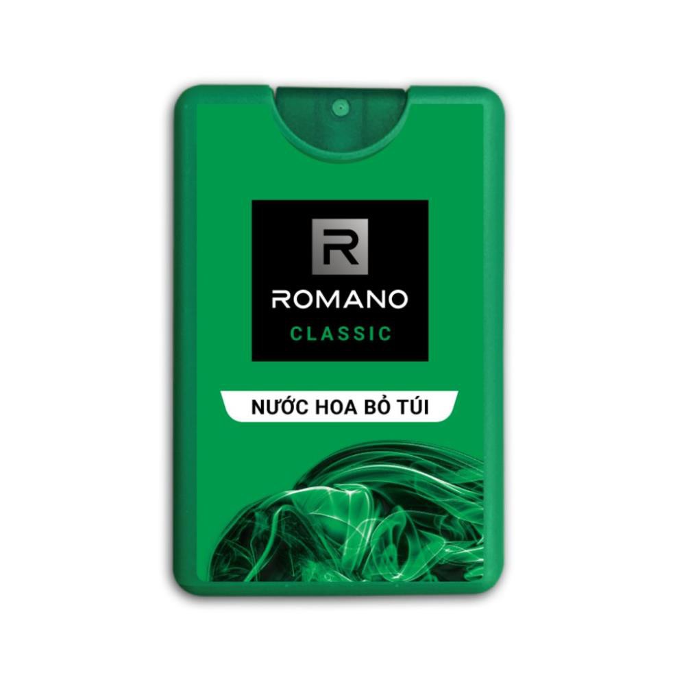 [Romano] Hộp Quà Romano Classic: 3 Nước Hoa Bỏ Túi 18Ml/Chai + Xịt Toàn Thân 150Ml + Lăn 50Ml - Tặng Kèm Áo Thun.