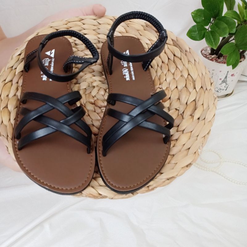 Giày sandal nữ đi học, đi chơi 4 dây chéo cách điệu xinh xắn Hình Thật- tb4cheo