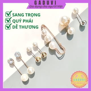 Khuy Áo, Ghim Cài Áo Ngọc Trai GADUVI Set 7 Chi Tiết Sang Trọng Quý Phái