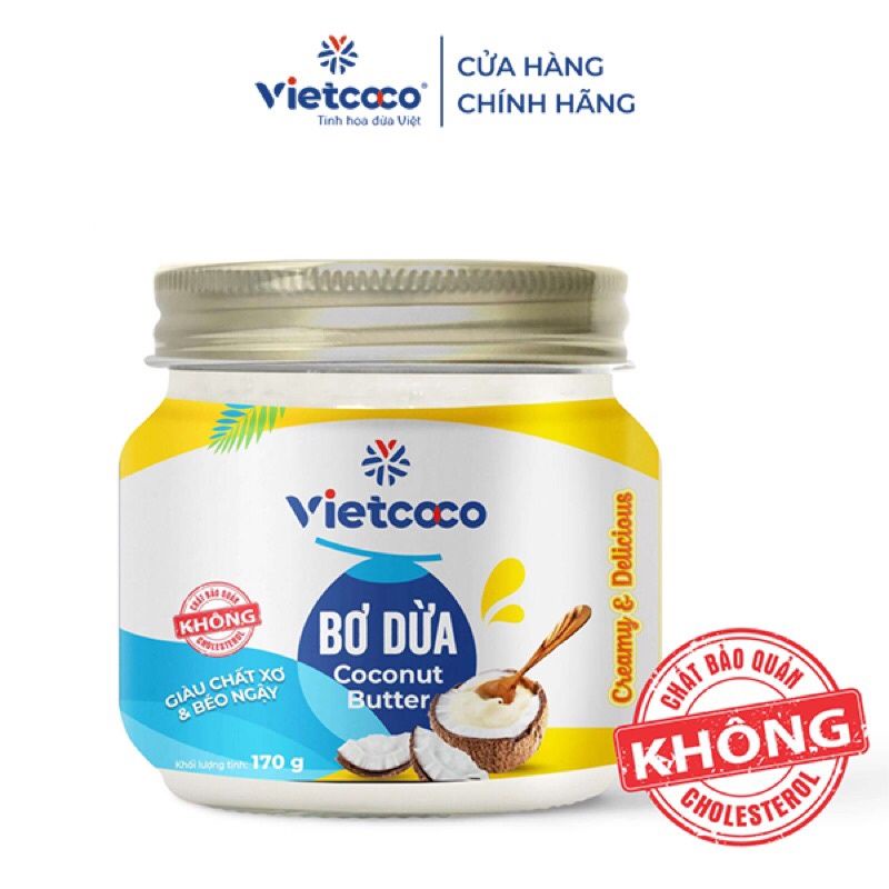 Bơ dừa tươi Vietcoco hủ thủy tinh 170g( date mới nhất)