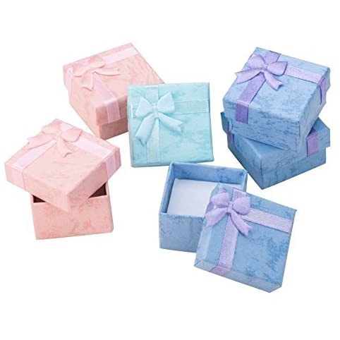 Set 5 Hộp Đựng Trang Sức Hình Vuông 4*4cm Có Đính Nơ
