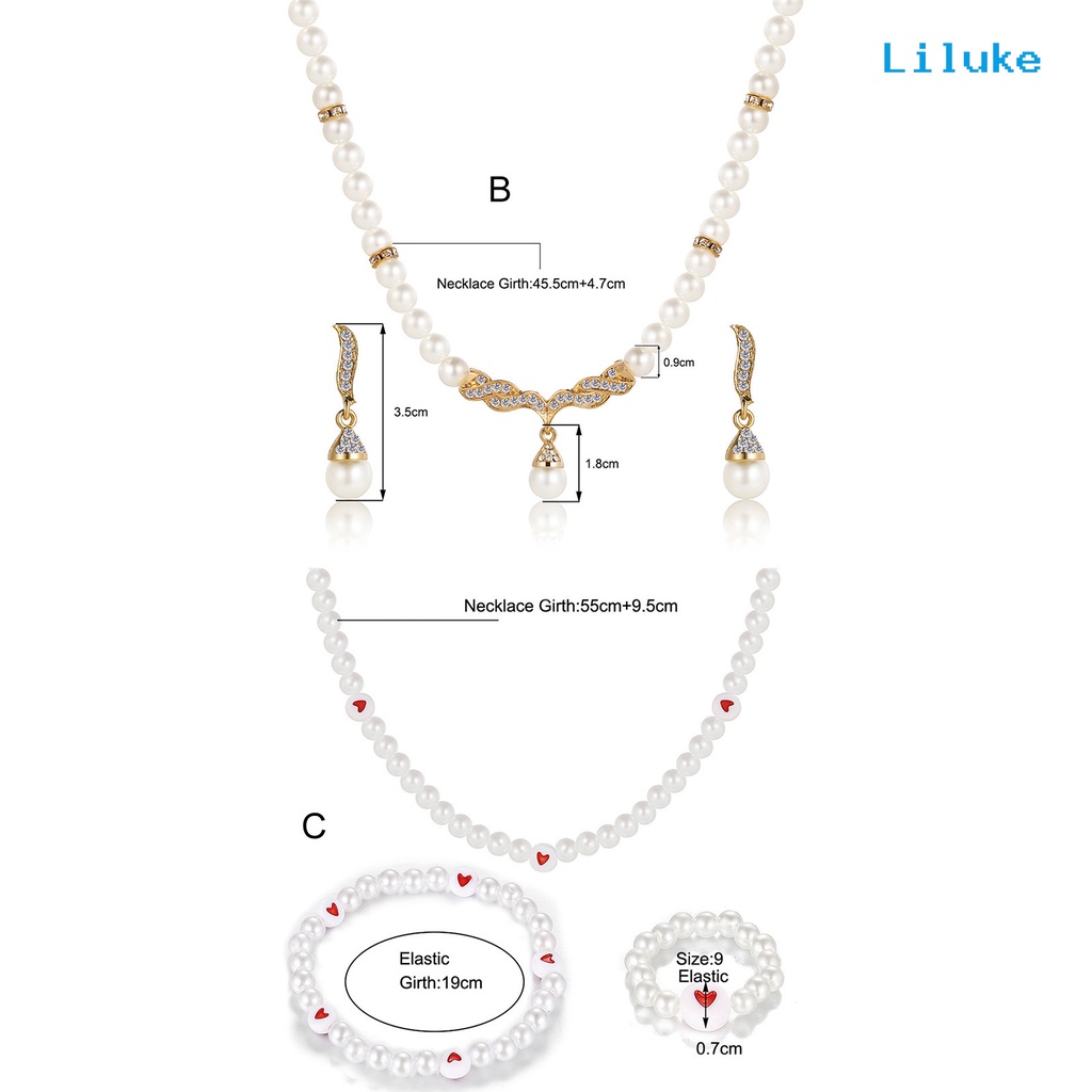 Bộ Vòng cổ + Nhẫn + Đôi Khuyên Tai Mặt Kim Cương Giả Sang Trọng Cho Nữ