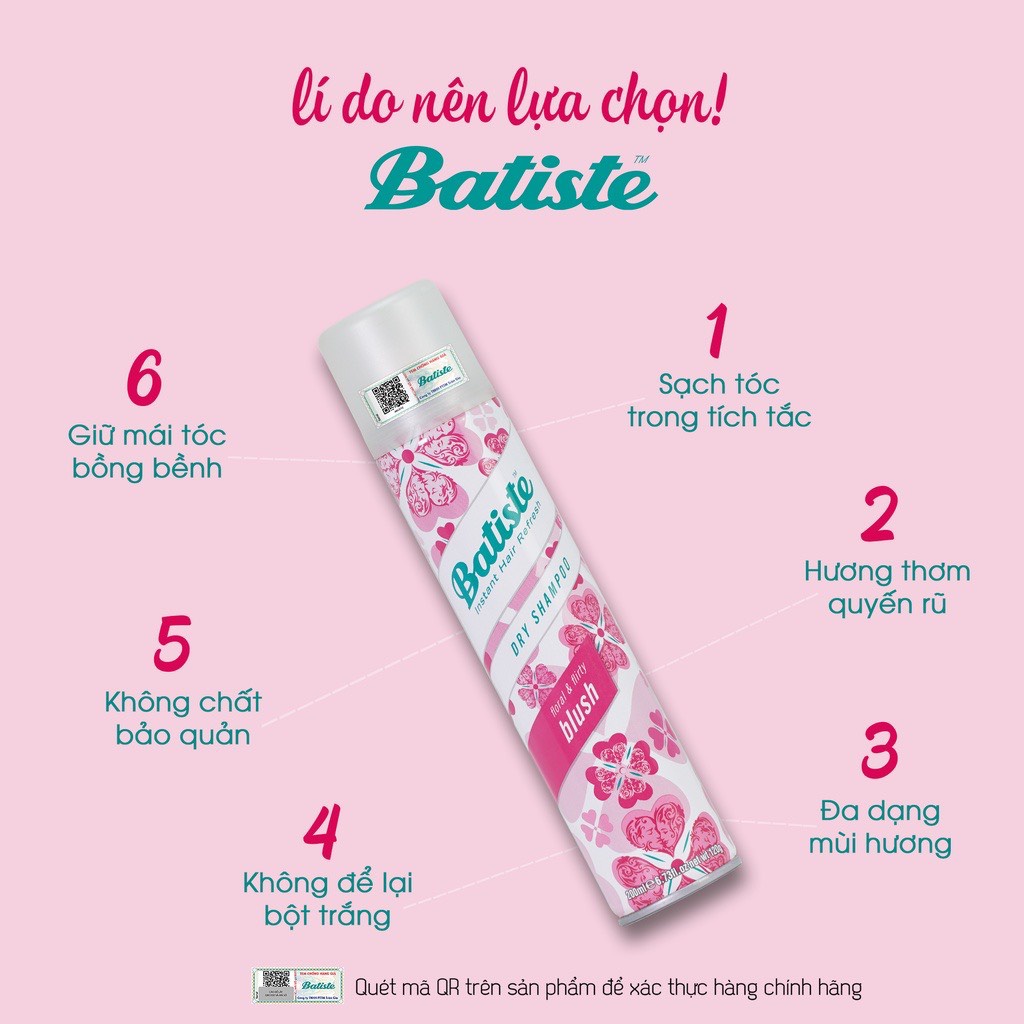 Dầu Gội Khô Batiste Dry Shampoo 50-200ml