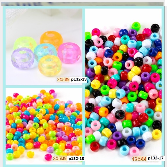 Hỗn hợp hạt nhựa nhỏ 3x5mm &amp; 4x6mm màu ngẫu nhiên