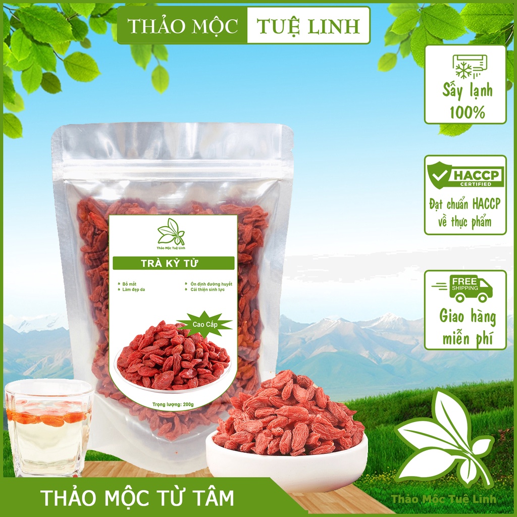 Kỷ Tử Đỏ  ❤️Freeship❤️ 100gr Sấy lạnh Quả To Đỏ Đều Giúp Đẹp Da, Bổ Máu, Sáng Mắt loại cao cấp