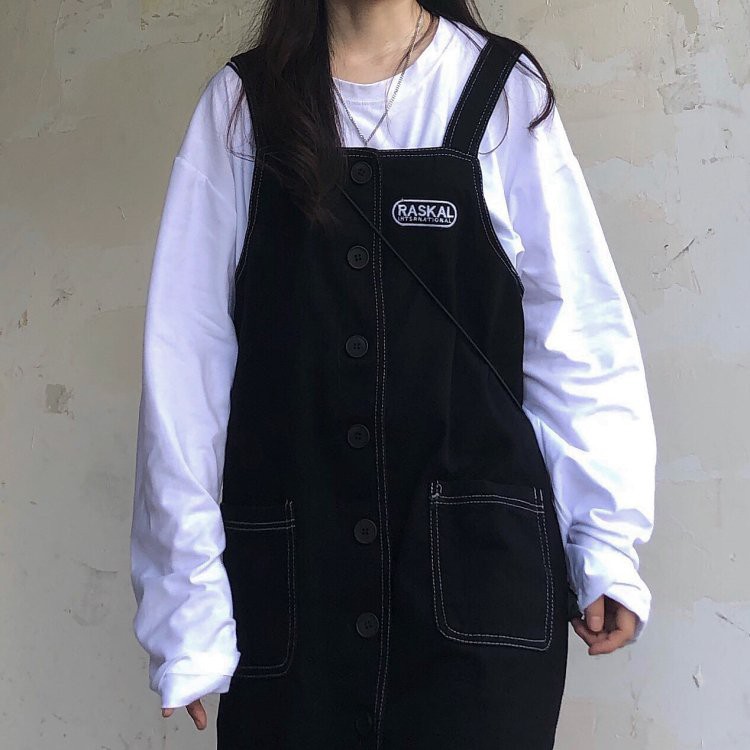 Váy Yếm Logo Chỉ Nổi Chất Thái Chéo Mặc Mùa Đông Mùa Hè Đều Được Hot Trend Dễ Thương | BigBuy360 - bigbuy360.vn