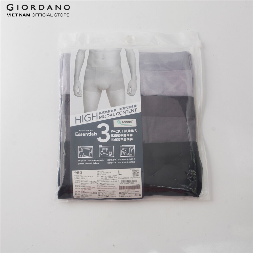 [Special Deal] Bộ 3 Quần Lót Nam Modal Men's Trunk Giordano 01172201