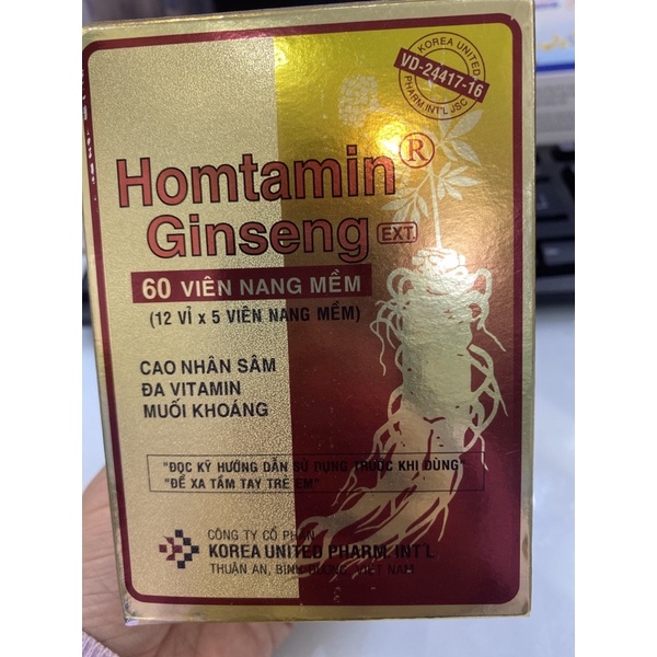 Bổ sung vitamin, nhân sâm, khoáng chất, vỉ 5 viên, hộp 12 vỉ