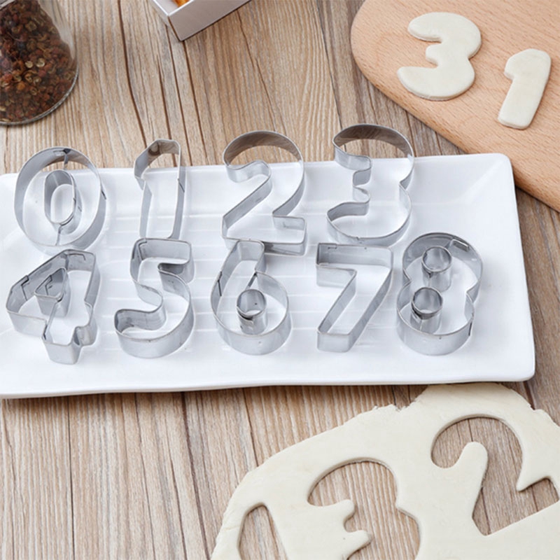 Set 9 khuôn cắt bánh hình chữ số bằng thép không gỉ tiện lợi