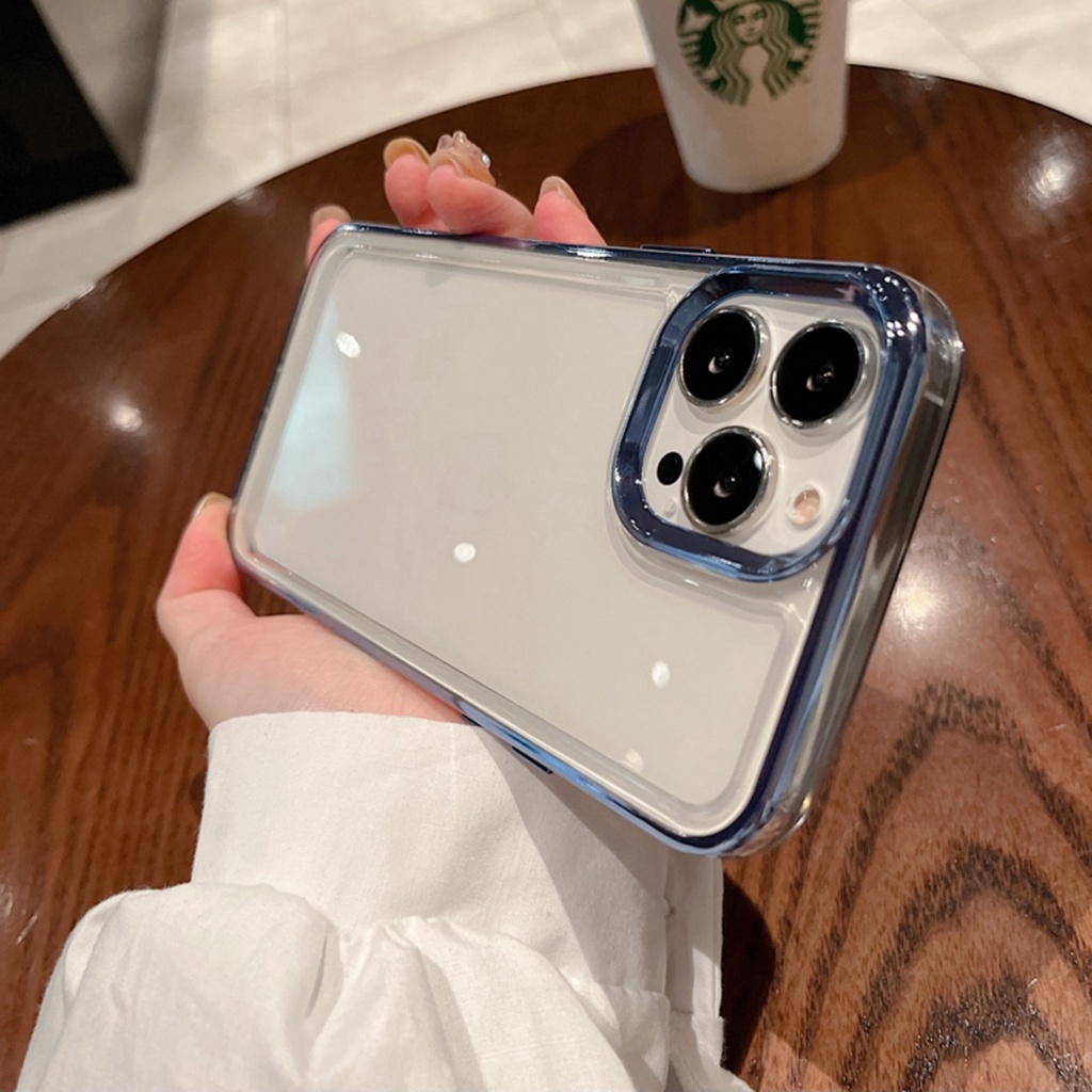 Ốp Điện Thoại acrylic Trong Suốt Mạ Điện Sang Trọng Chống Rơi Cho iPhone 12 13 pro max 11 promax X XS XR