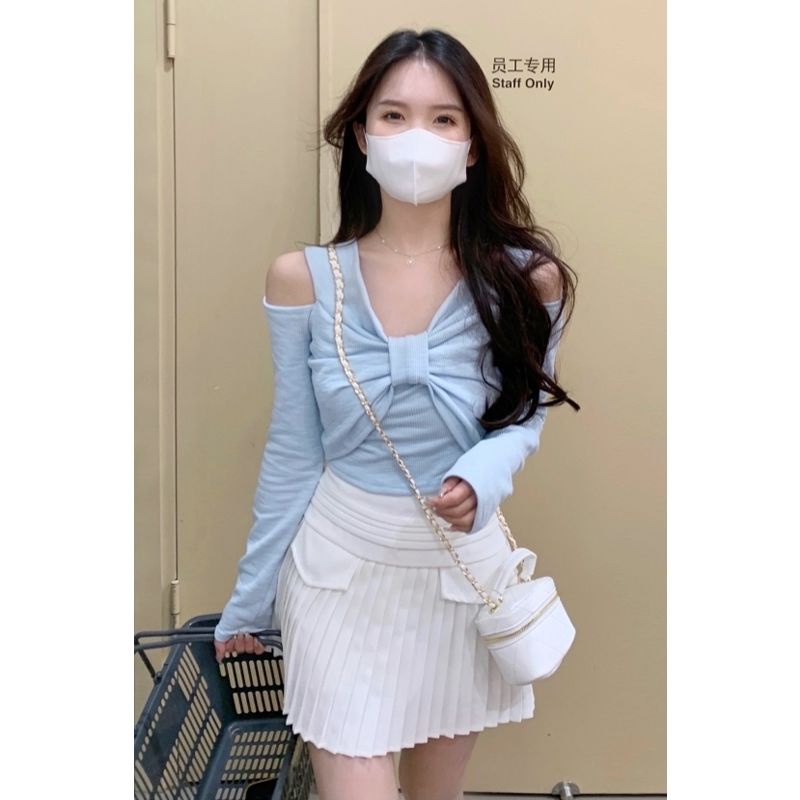 COZOK Áo Thun Tay Dài Dáng Ôm Đơn Giản Dễ Phối Đồ Thời Trang