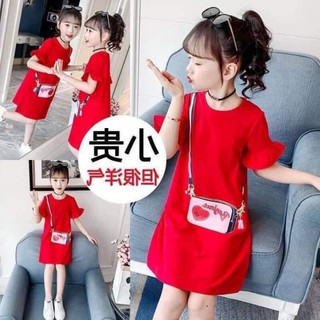 Váy dáng xuông cotton bé gái