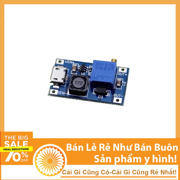 Mạch Sạc Tăng Áp 2A( Vào 2-24V ra 5-25V Sạc Điện ) V1 - có cổng micro USB DHCNHN