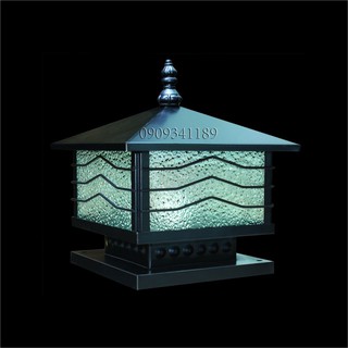 Đèn trụ cổng thân lá thép sơn tĩnh điện D40cm Tặng kèm bóng