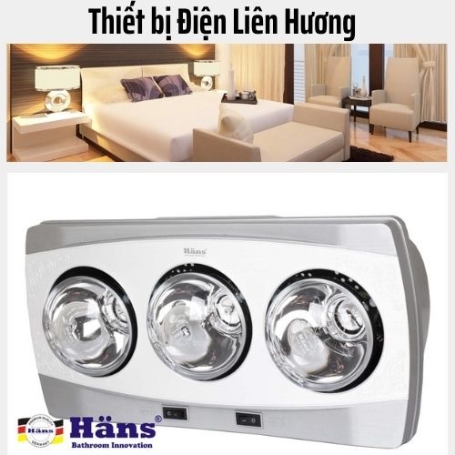 [Cam kết hàng chính hãng] đèn sưởi nhà tắm 3 bóng Hans H3B