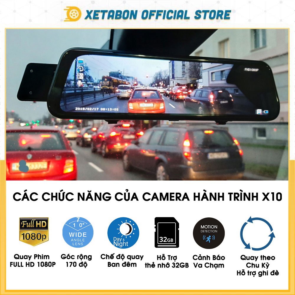 Camera Hành Trình Tràn viền X10 -Full HD 2 cam trước sau Hỗ Trợ Quay Đêm Cực Nét - Bảo Hành 1 Đổi 1 Trong 12 Tháng