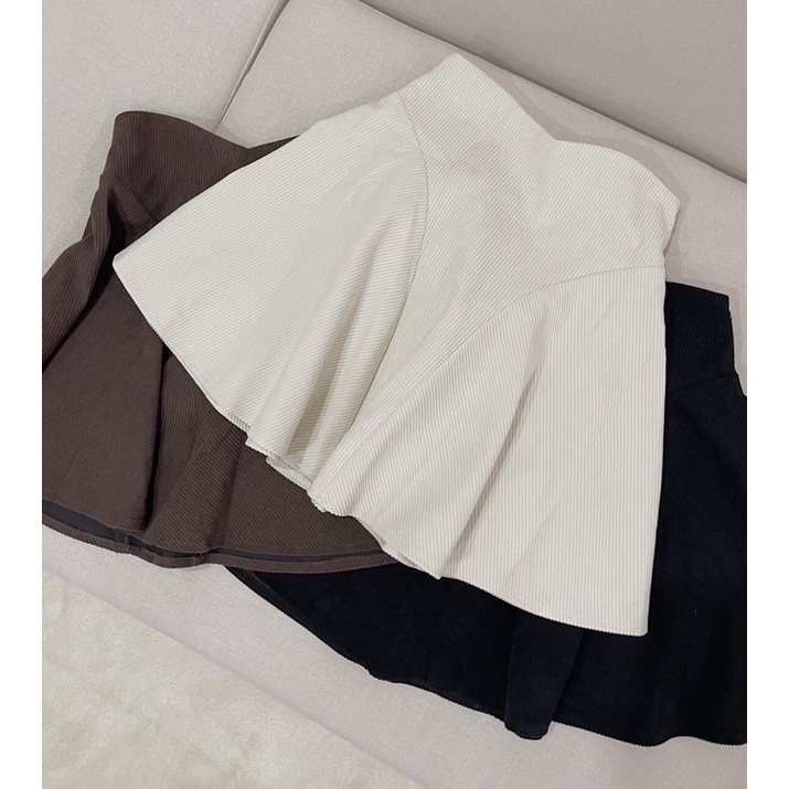 (ảnh +video thật)Chân váy xoè nhung tăm cạp cao, Chân váy chữ a ngắn kèm lót quần Linzstore | BigBuy360 - bigbuy360.vn