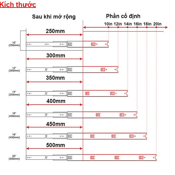 RAY TRƯỢT BI 3 TẦNG THÉP SƠN TĨNH ĐIỆN LOẠI 2 - BỘ 2 CÁI